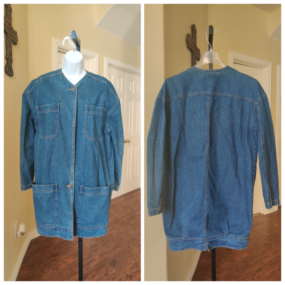Vtg Byblos Made N Italy Front Pockets Denim Jacket
